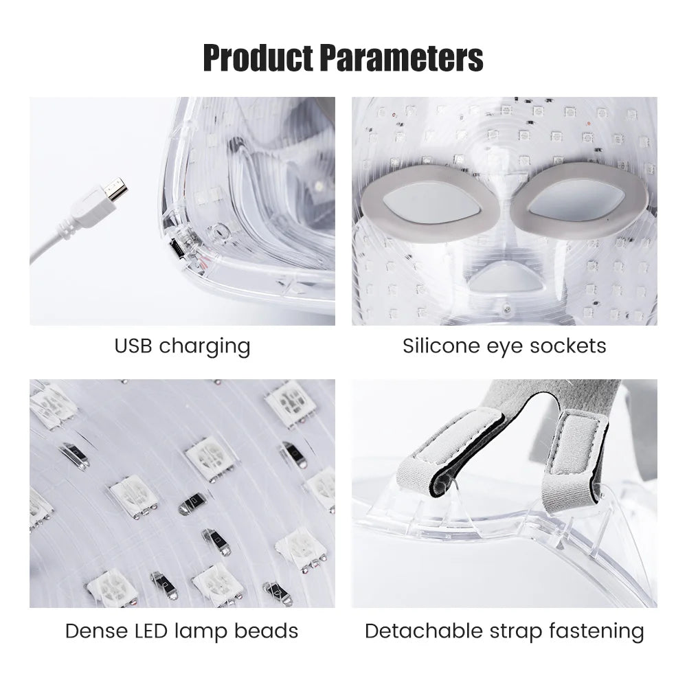 Gesichts-LED-Maske 7 Farben — Phototherapie Anti-Aging & Strahlkraft