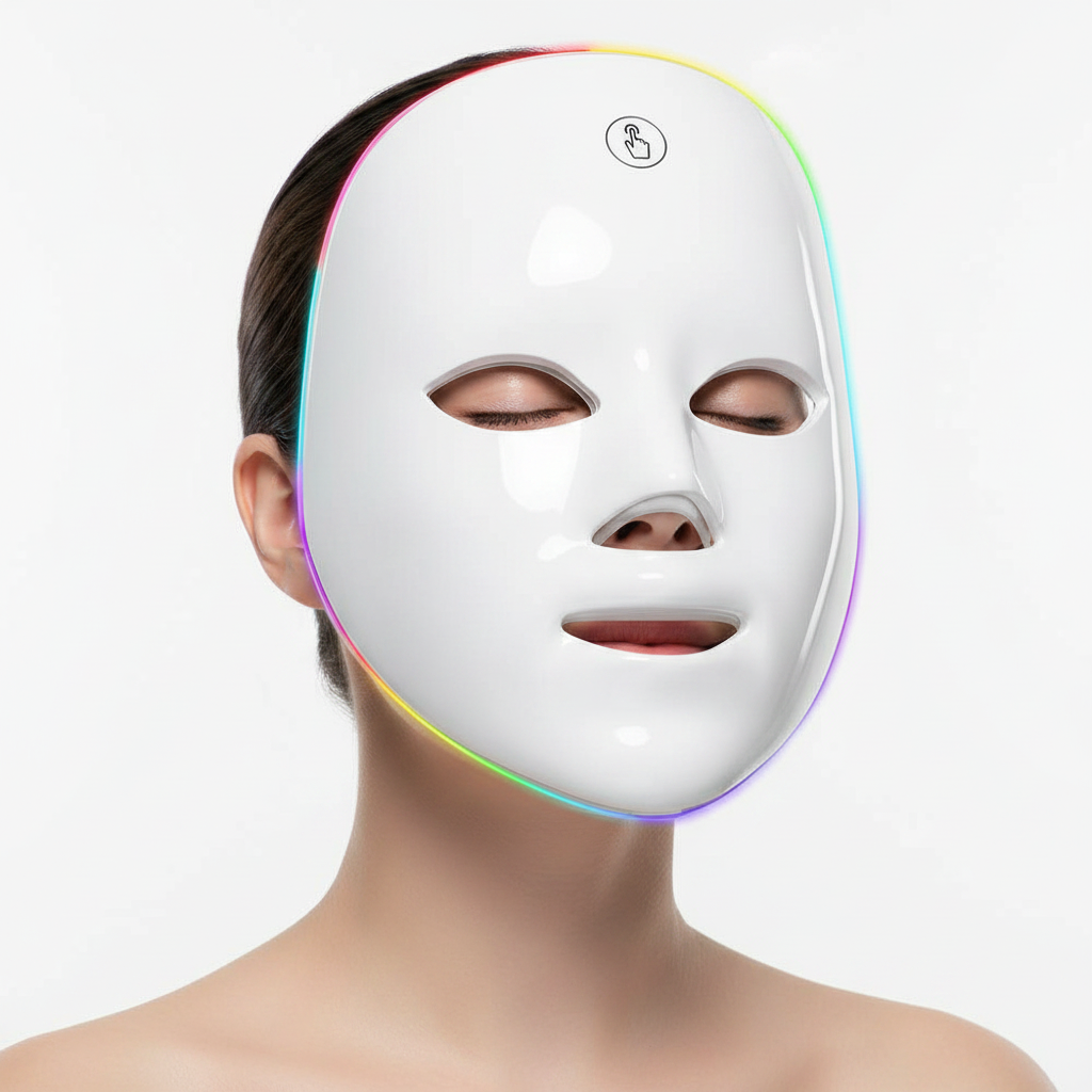 Masque LED - Femme fond blanc studio